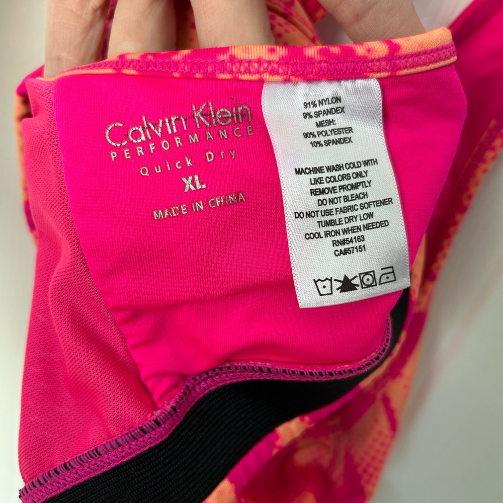 Calvin Klein Performance Quick Dry Pink and Orange Athletic Sports Bra Size XL - Picture 9 of 14